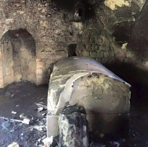 The burnt Tomb of Yosef Hatzaddik.